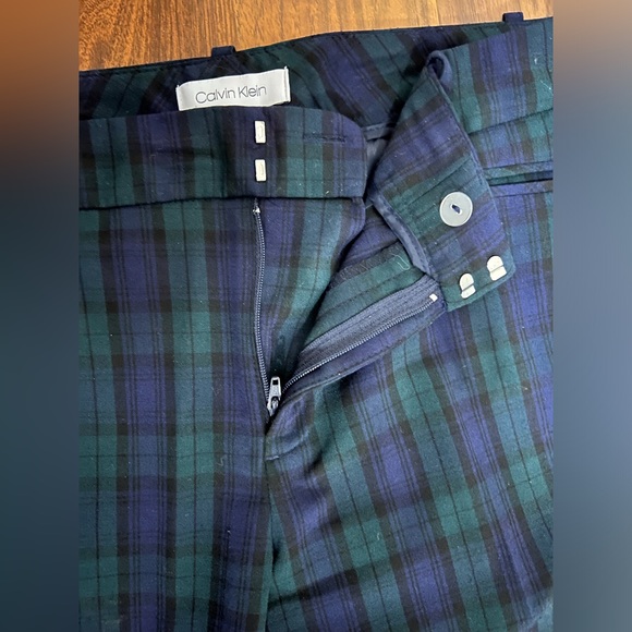 Calvin Klein Simmered Plaid Navy Blue/Hunter Green Pants Size 6 - Picture 4 of 8